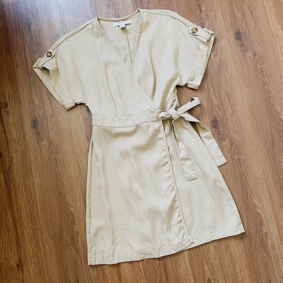 Tan Trench Dress Vintage Style Womens Boutique New Bohomian Boho - Picture 4 of 6